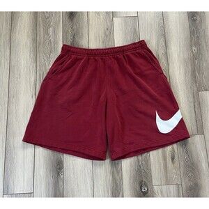Nike Shorts Mens Extra Large Red Soft Fleece Pockets Swoosh Gym Casual Sz XL